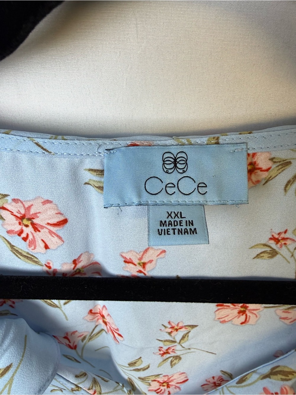 CeCe Light Blue Floral Ruffle Button-Front Blouse - Picture 3 of 3
